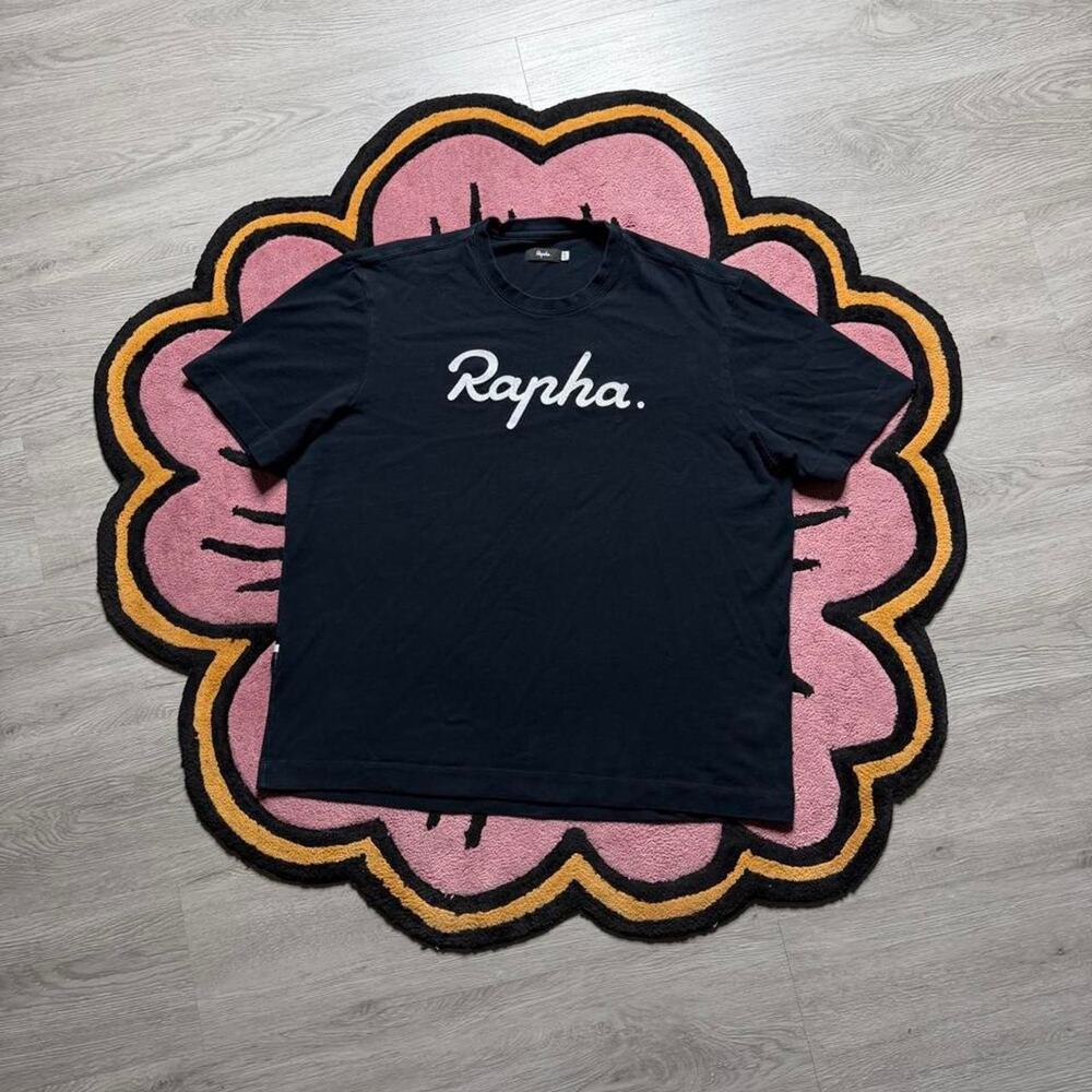 Rapha Embroidered Chainstitch Spellout Logo T-shirt Size XL Black
